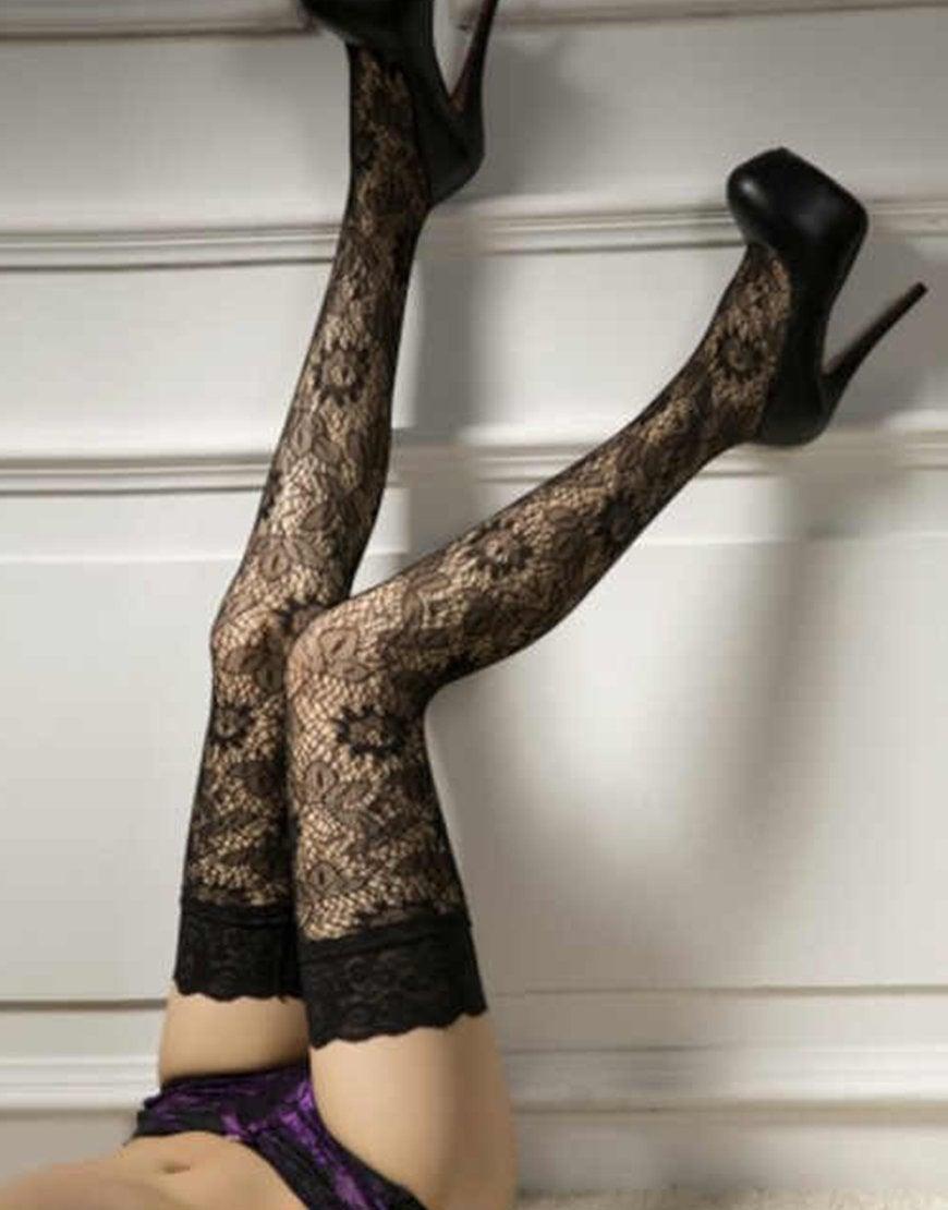 Floral Thigh High Mesh Stockings Hot Sheer Tight Slim Net Lace Stockings For Women