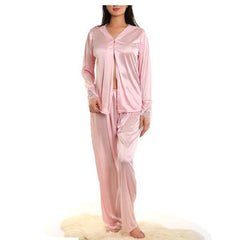 Front Open Top And PJ Set Nightdress For Women