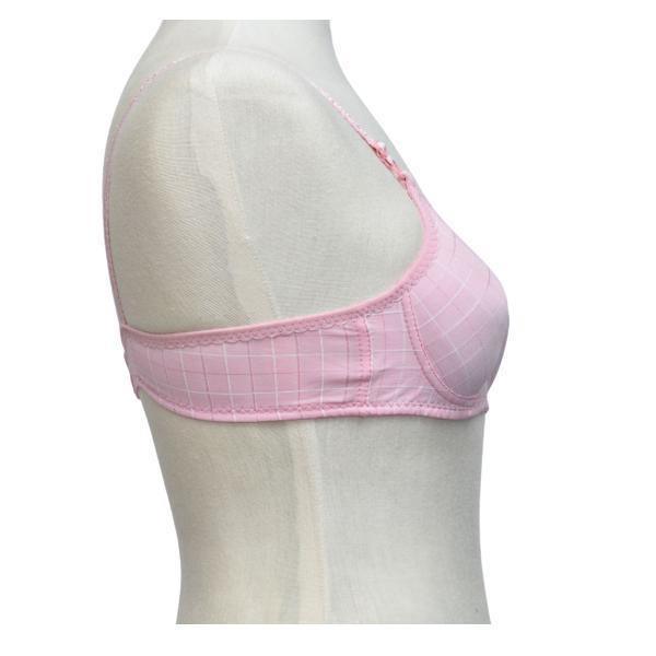 Glossy Check Print Girl Bra