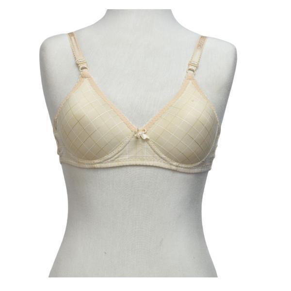 Glossy Check Print Girl Bra