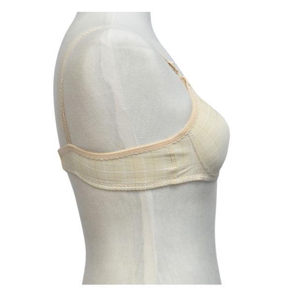 Glossy Check Print Girl Bra