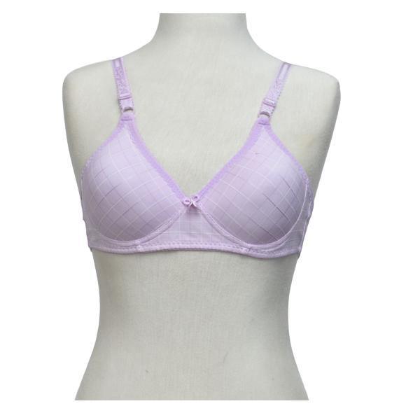 Glossy Check Print Girl Bra