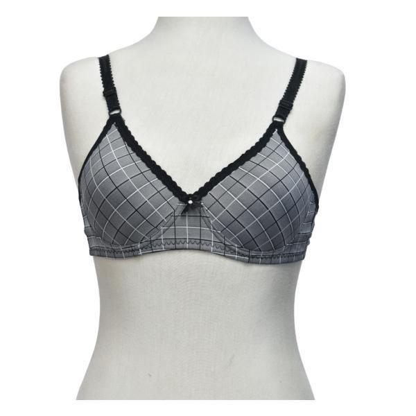 Glossy Check Print Girl Bra