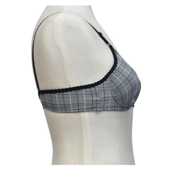 Glossy Check Print Girl Bra