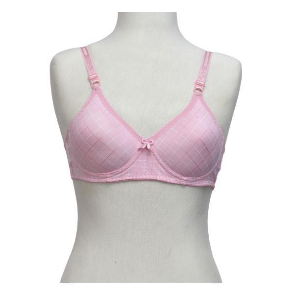 Glossy Check Print Girl Bra