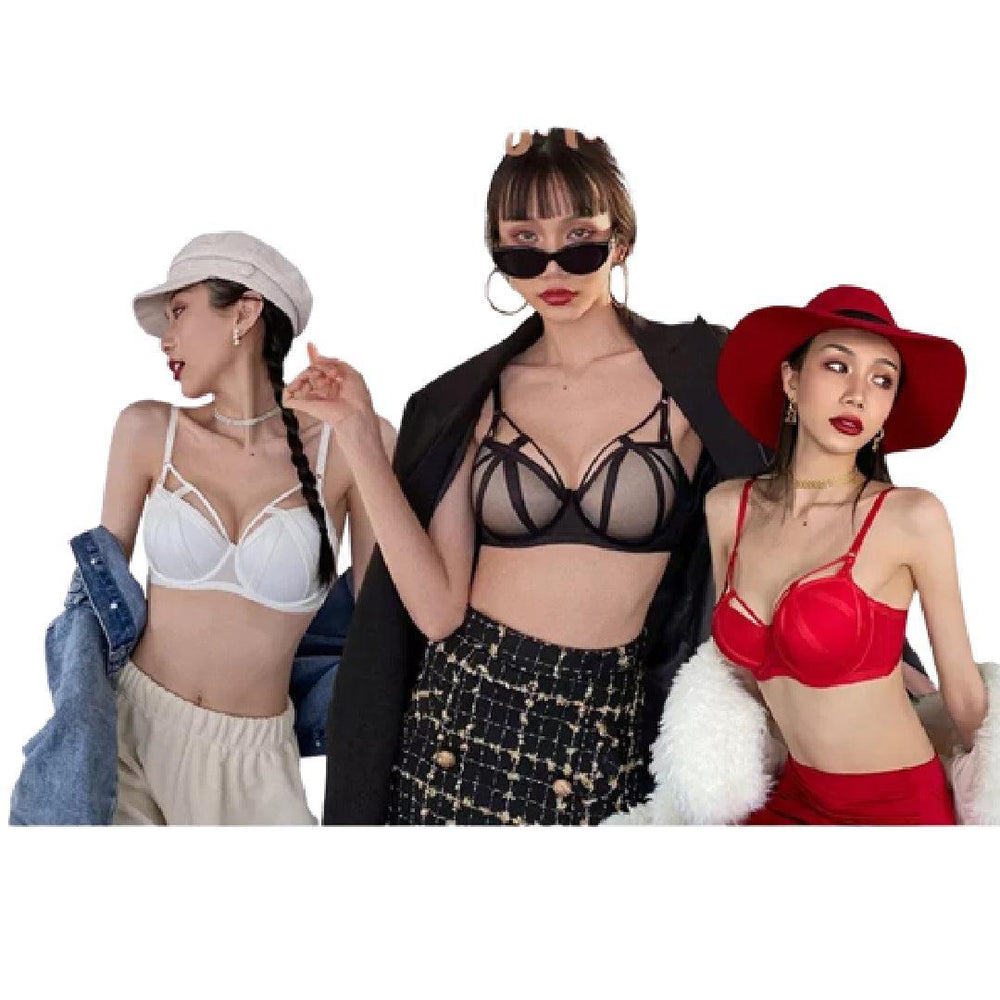 Half Cup Gather Sexy Push Up Bra & Panty Set Push Up Strapless Backless Bra Wirefree Bra