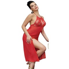 Hot Red Nighty Women Nightwear Ladies Transparent Nighty Babydoll Long Sleepwear Women Loungewear