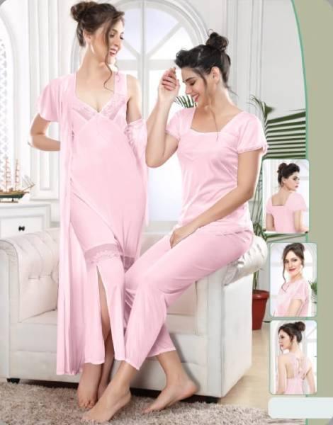 Indian 4Pc Stylish Gown Nighty Set