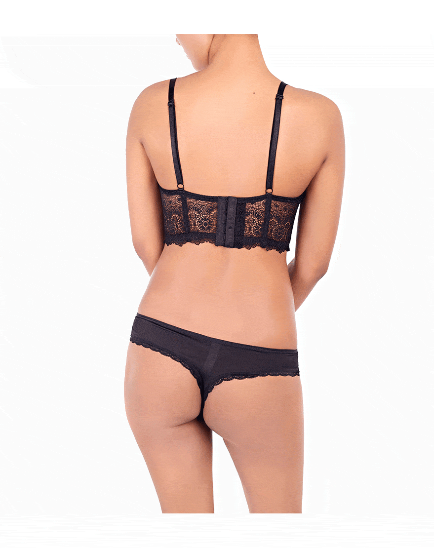 Lace Mesh Long line Push-up Bra Panty Set