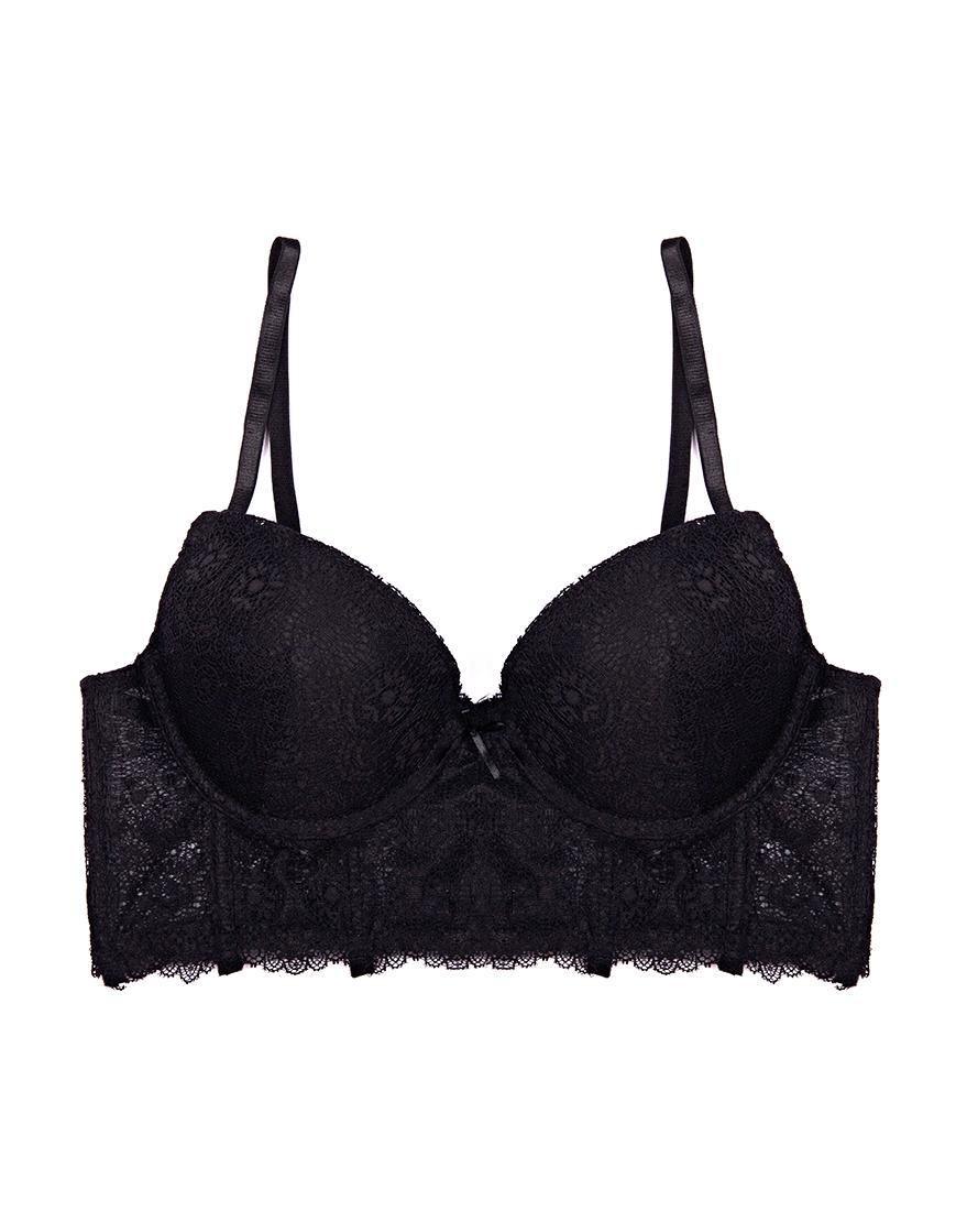 Lace Mesh Long line Push-up Bra Panty Set