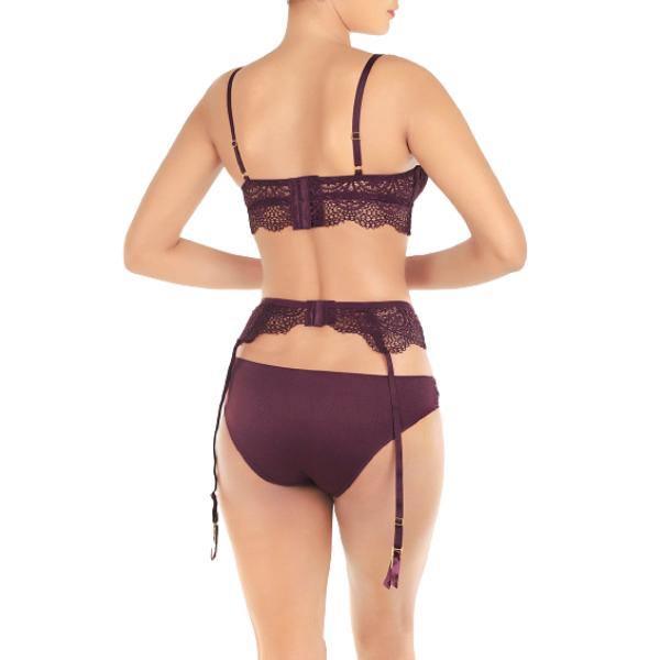 Lace Push Up Bra Set With Garter Belt-fig For Women