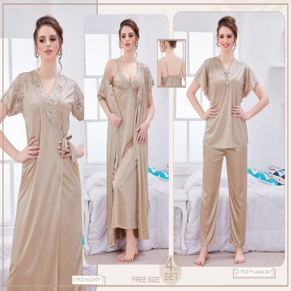 Ladies Bridal 4Pc Gown Nighty Set For Women