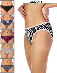 Ladies Briefs Pack of 6 Cotton Bikini Briefs Branded Undergarments For Ladies