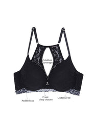 Ladies Demi Cup Padded Bra Elegant Lace Padded Front Open Bra