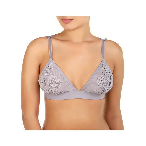 Ladies Double Layered Bra Triangle Cup Soft Lace Wire Free Non Padded Bralette