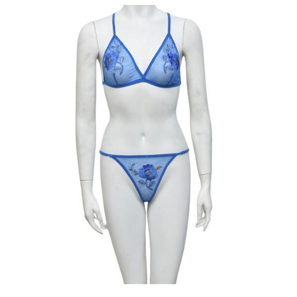 Ladies Fancy Net Bra Panty Set Crisscross Back See Through Bra Panty Set