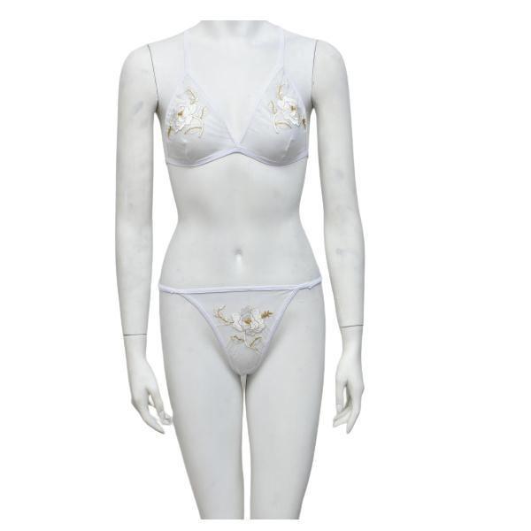 Stylish Bra for Honeymoon See Through Embroidered Bra Panty  Set- –