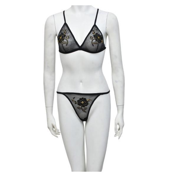 Ladies Fancy Net Bra Panty Set Crisscross Back See Through Bra Panty Set