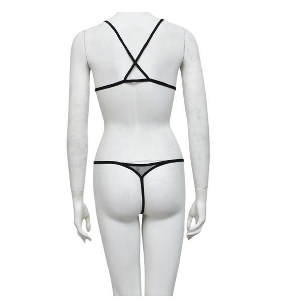 Ladies Fancy Net Bra Panty Set Crisscross Back See Through Bra Panty Set