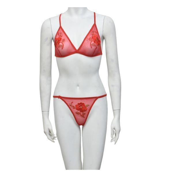 Ladies Fancy Net Bra Panty Set Crisscross Back See Through Bra Panty Set