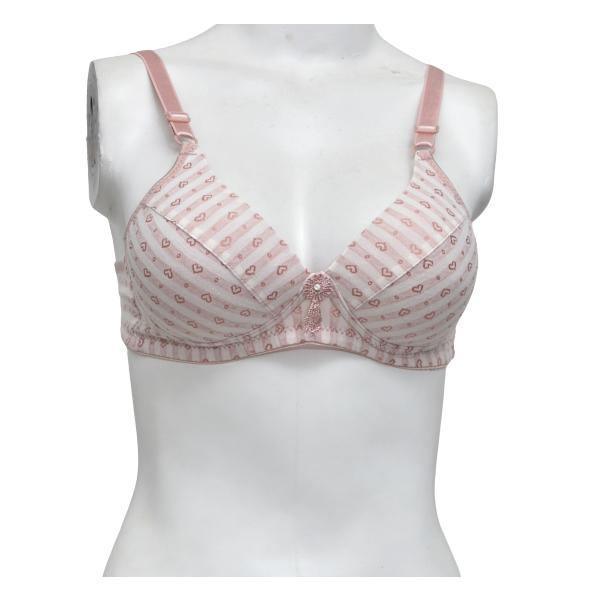 Ladies Full Cup Wire-Free Bra Twinkling Hearts Single Padded Soft Bra For Women