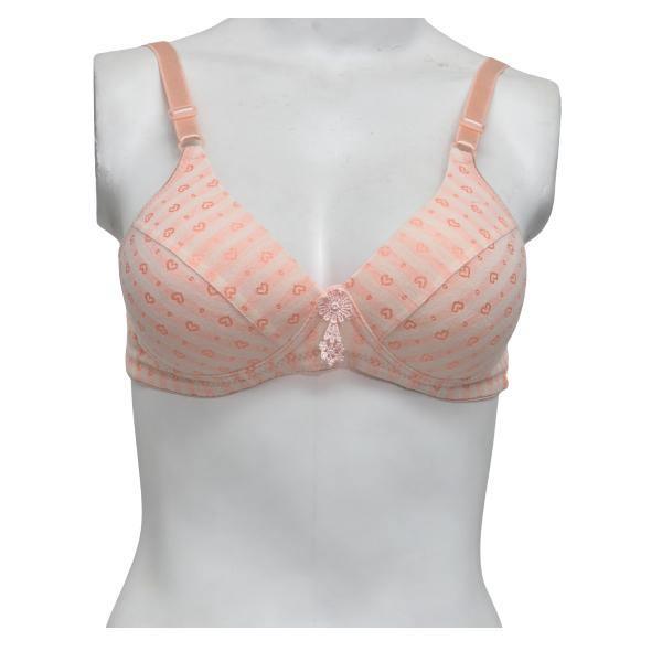 Ladies Full Cup Wire-Free Bra Twinkling Hearts Single Padded Soft Bra For Women