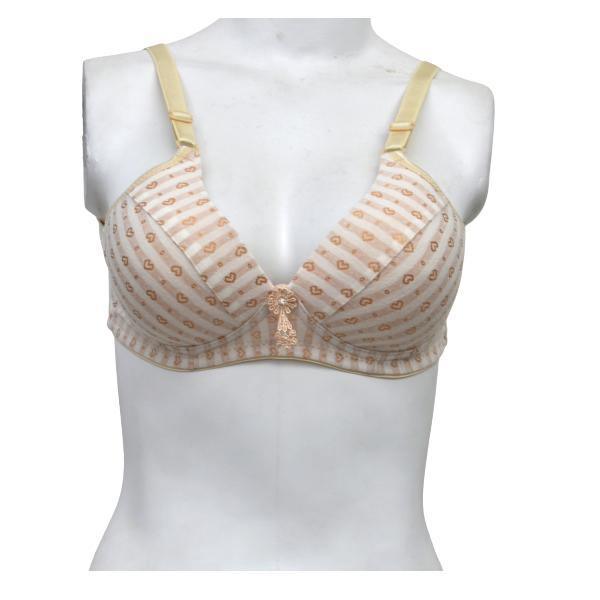 Ladies Full Cup Wire-Free Bra Twinkling Hearts Single Padded Soft Bra For Women