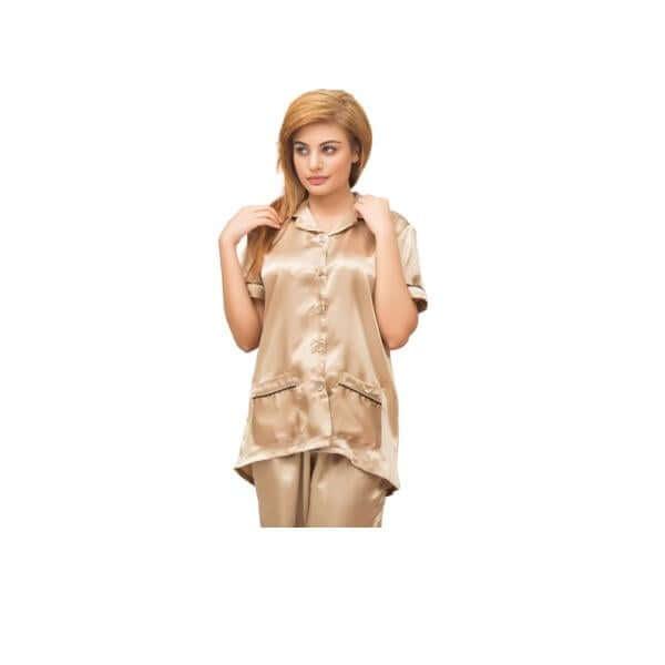 Ladies Silk Nightwear 2 Pc Silk Night Suit For Women