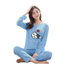 Ladies Stretchable Cotton Nightdress 2 Pc Printed Nightwear For Women