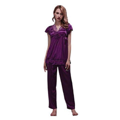 Latest Design Fancy Silk Night Pajama Shirt Set For Women