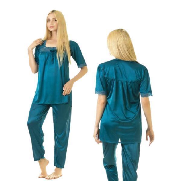Luxury Half Sleeves Top With Pajama Nightwear Set For Women