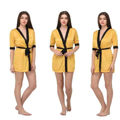Luxury Sleepwear Silk Nightwear for Women Short Nightgown with Panty Set Short Yellow Nightwear