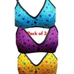 Multi color Printed Bra Comfortable Bra Pack of 3 Blouse Brazier Brassier Undergarments Bra for Girls