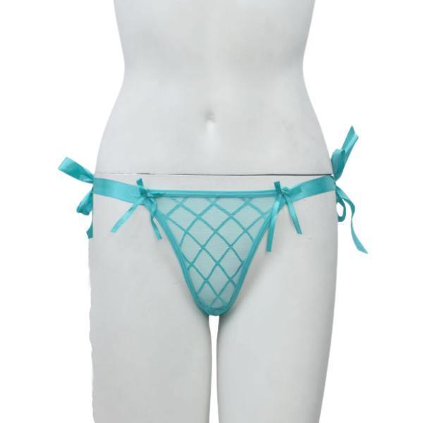 Net & Lace Tie-up Thong G-String Pantyn For Women
