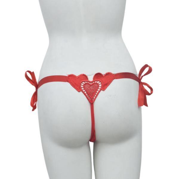 Net & Lace Tie-up Thong G-String Pantyn For Women