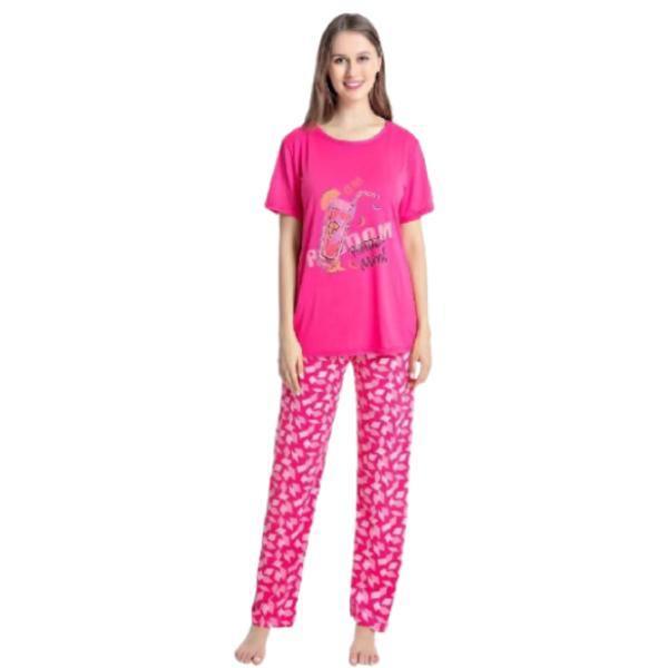 Night Dress Printed T-shirts With Printed Trouser for Woman