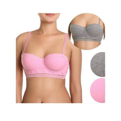 Pack Of 2 Cotton Ribbed Pushup Bras