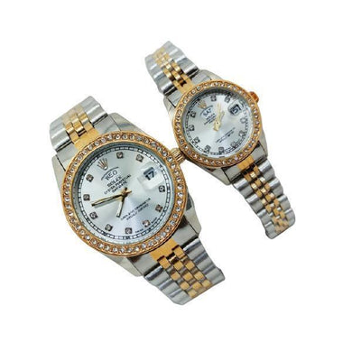 Pack of 2 Couple Watch Rolex Casual Watch for Man & Women