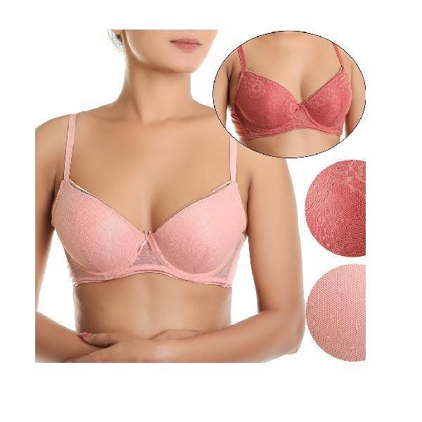 Pack Of 2 Dot Mesh and Lace Pushup Bras