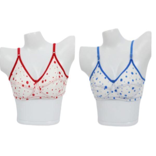 Pack Of 2 Dot Printed Cotton Bra For Women