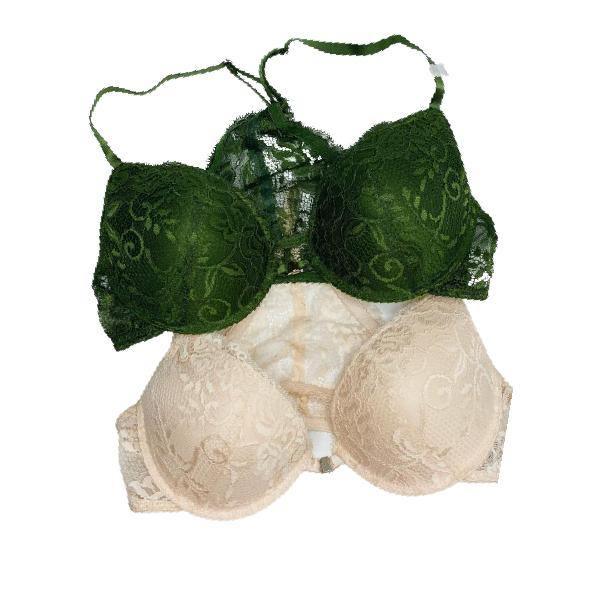 Pack Of 2 Front Open Fancy Back Lace Push-up Bras