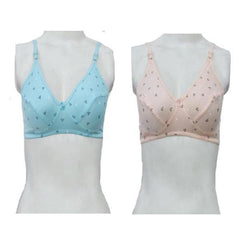 Pack Of 2 Printed Stretchable High Quality Cotton Bra For Women