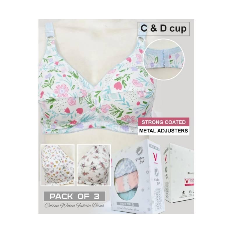 Pack of 3 floral print bra women bra online for Ladies