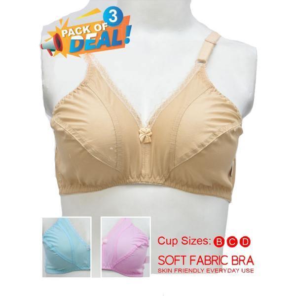 Pack Of 3 Lawn Bra For Sweltering Heat Of Summer (Non Padded,Non Wired) For Women