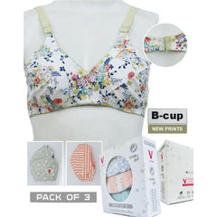 Pack Of 3 Printed Cotton Everyday Bras