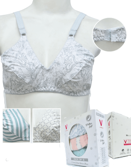 Pack Of 3 Printed Cotton Woven Bras