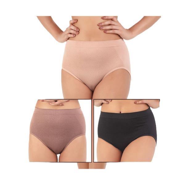 Pack Of 3 Textured High Waisted Shaping Seamless Briefs For Women