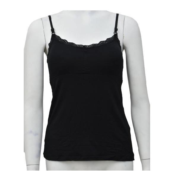 Padded Short Black Camisole Women's Tank Tops Adjustable Strap Camisole with Built in Padded Bra