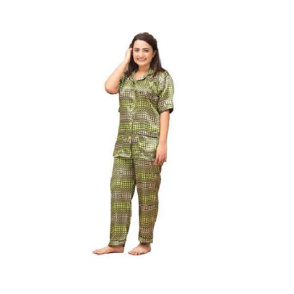 Pajama sets for Women Printed Silk Night Suit For Ladies Plus Size Silk Nightwear