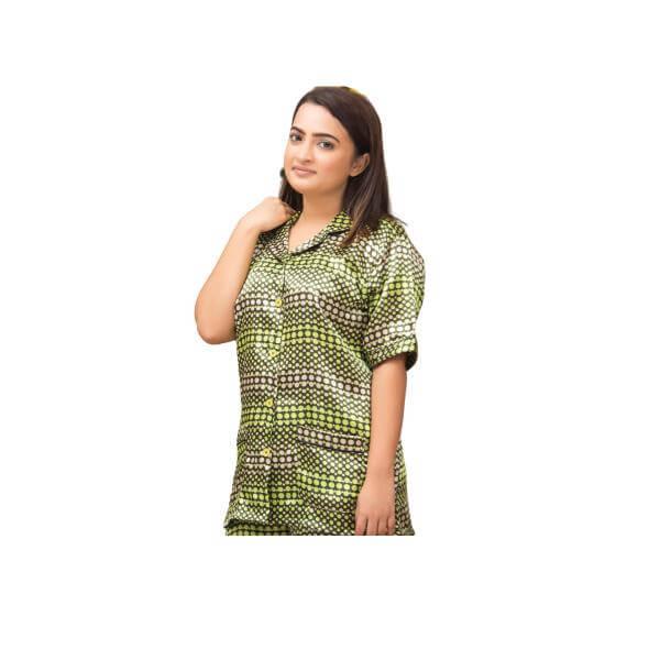 Pajama sets for Women Printed Silk Night Suit For Ladies Plus Size Silk Nightwear